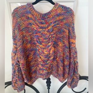 NWT Colorful Chunky Yarn Cable Sweater